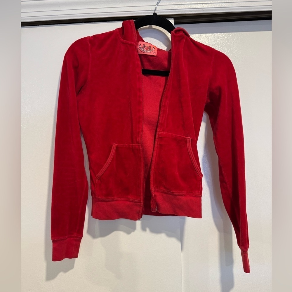 Juicy Couture Vintage‎ Red Velour Hoodie size petite